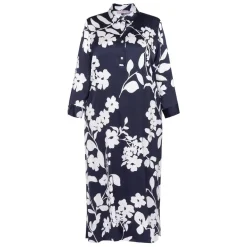 New Piero Moretti Satin Viscose Dress Navy