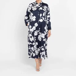 New Piero Moretti Satin Viscose Dress Navy