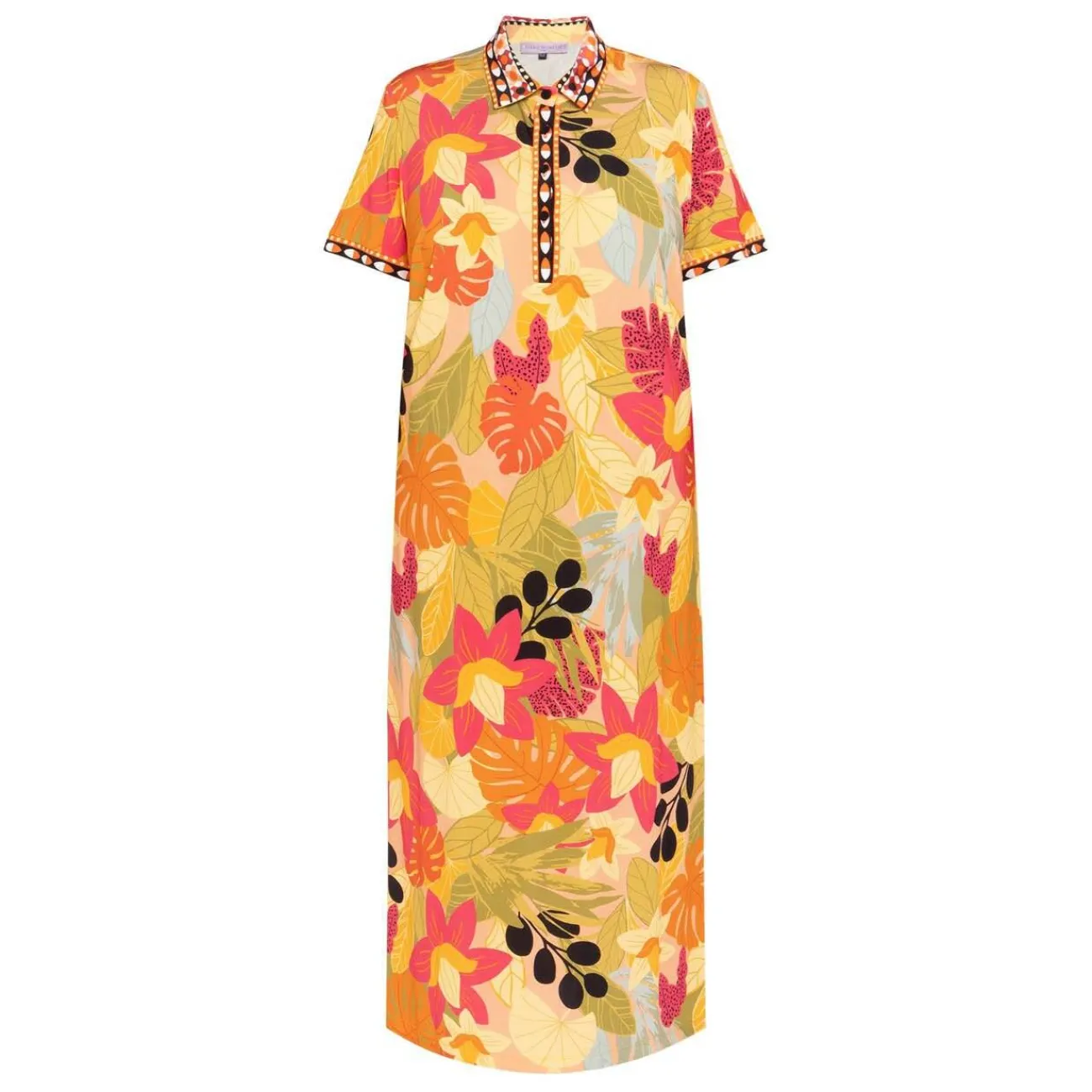 New Piero Moretti Tropical Print Jersey Dress