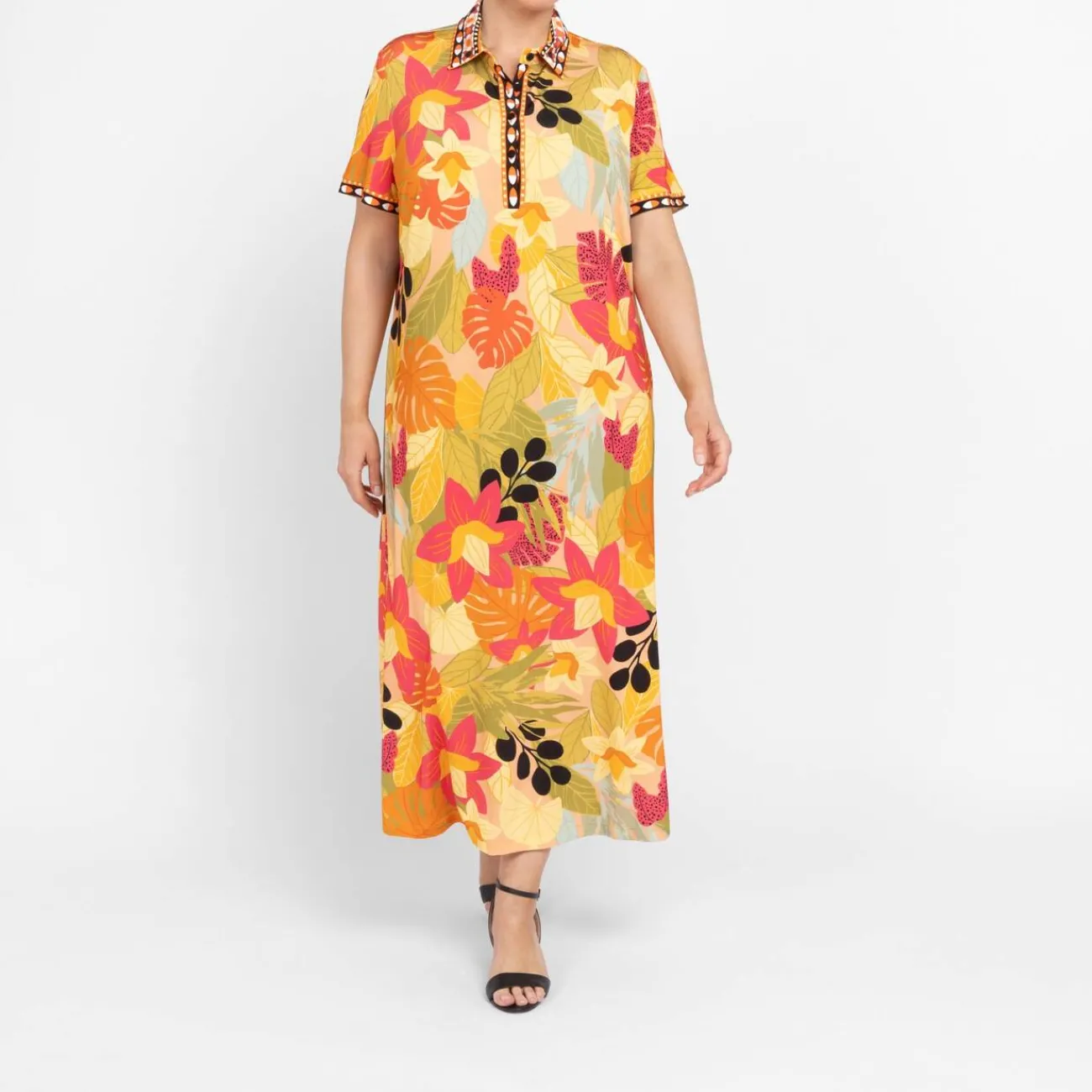 New Piero Moretti Tropical Print Jersey Dress