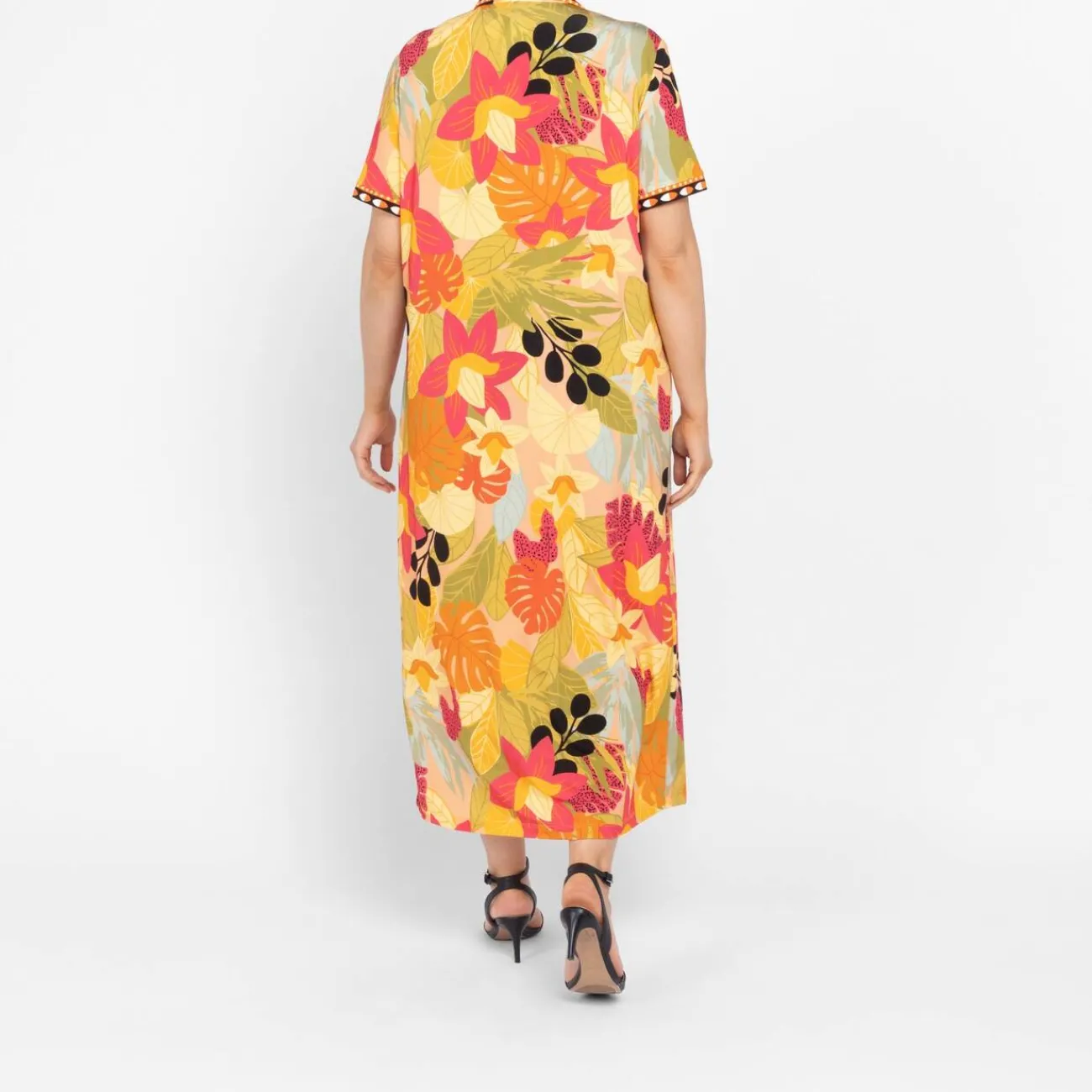 New Piero Moretti Tropical Print Jersey Dress