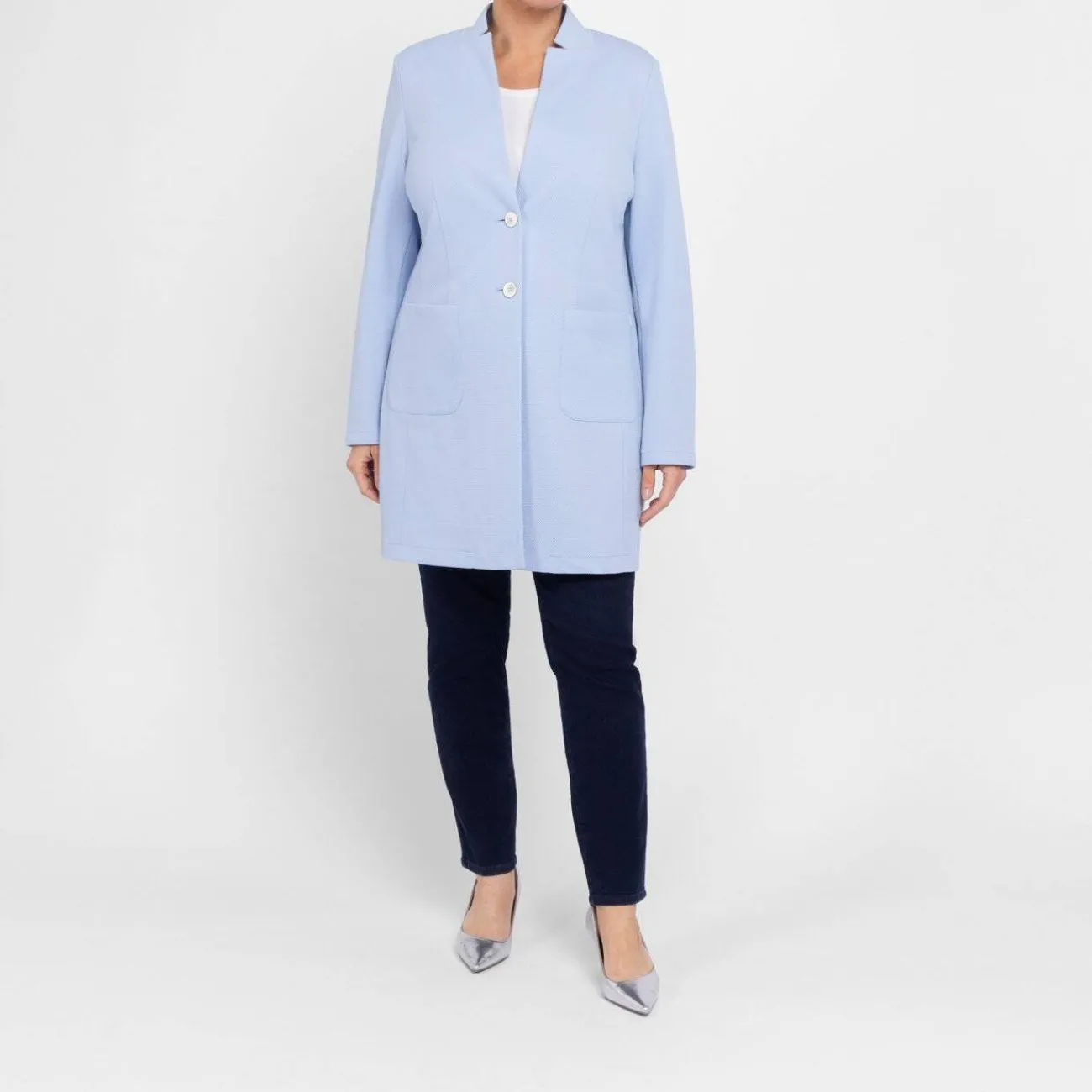New Rof Amo Rofa Jersey Long Jacket Pale Blue