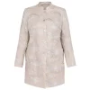 Outlet Rof Amo Rofa Long Embroidered Linen Jacket Beige