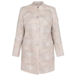Outlet Rof Amo Rofa Long Embroidered Linen Jacket Beige