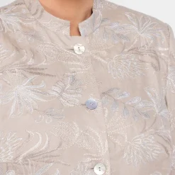 Outlet Rof Amo Rofa Long Embroidered Linen Jacket Beige