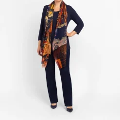Clearance Salto Abstract Print Merino Wool Scarf Orange