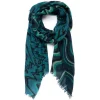 Best Salto Abstract Swirl Print Merino Wool Scarf Green