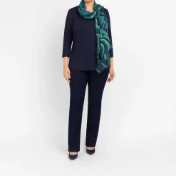 Best Salto Abstract Swirl Print Merino Wool Scarf Green