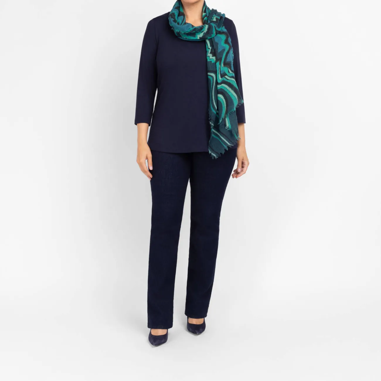 Best Salto Abstract Swirl Print Merino Wool Scarf Green