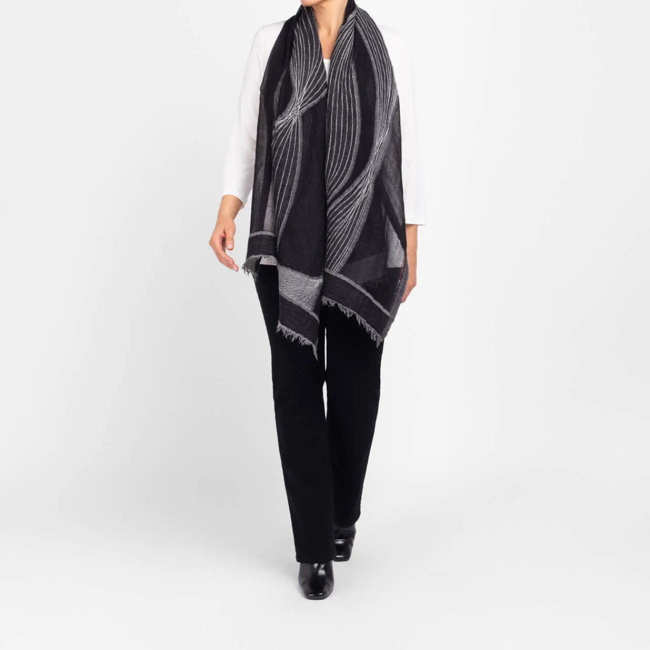 Online Salto Woven Merino Wool Scarf Black