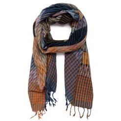 Clearance Salto Woven Patchwork Merino Wool Scarf Multi-Colour