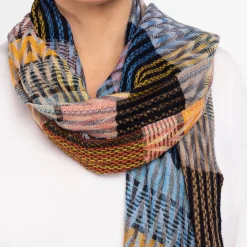 Clearance Salto Woven Patchwork Merino Wool Scarf Multi-Colour