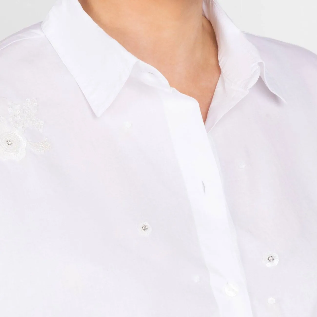 Hot Samoon By Gerry Weber Samoon Floral Beaded Shirt White