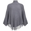 Fashion Sandra Portelli Cashmere Knitted Poncho With Sleeves Dark Grey