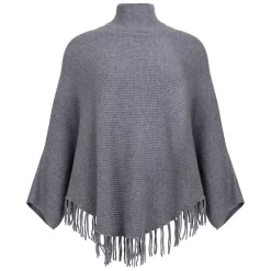 Fashion Sandra Portelli Cashmere Knitted Poncho With Sleeves Dark Grey