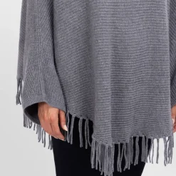 Fashion Sandra Portelli Cashmere Knitted Poncho With Sleeves Dark Grey
