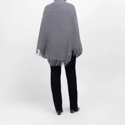 Fashion Sandra Portelli Cashmere Knitted Poncho With Sleeves Dark Grey