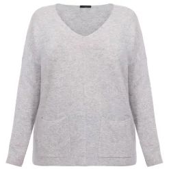 New Sandra Portelli Pure Cashmere Knitted Tunic Sweater Grey