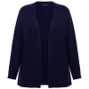 New Sandra Portelli Pure Cashmere Ribbed Cardigan Navy