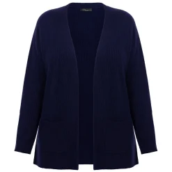 New Sandra Portelli Pure Cashmere Ribbed Cardigan Navy