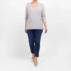 New Sandra Portelli Pure Cashmere Knitted Tunic Sweater Grey