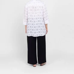 Fashion BIGGI M SeeYou by Sheer Patterned Tunic White