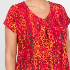 Hot Tia Animal Print Tunic Coral