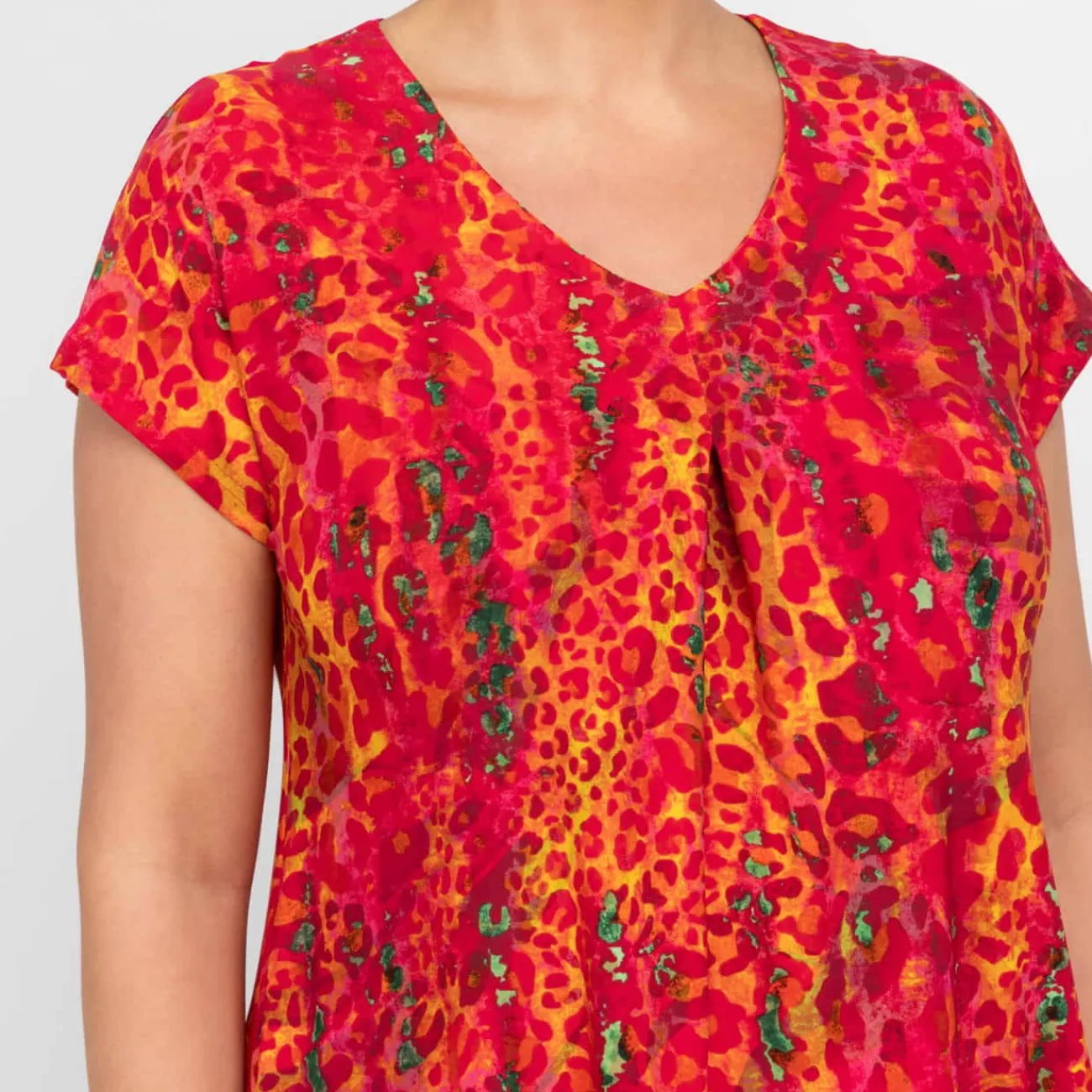 Hot Tia Animal Print Tunic Coral