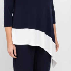 Fashion Tia Asymmetric Tunic Navy and Off-White