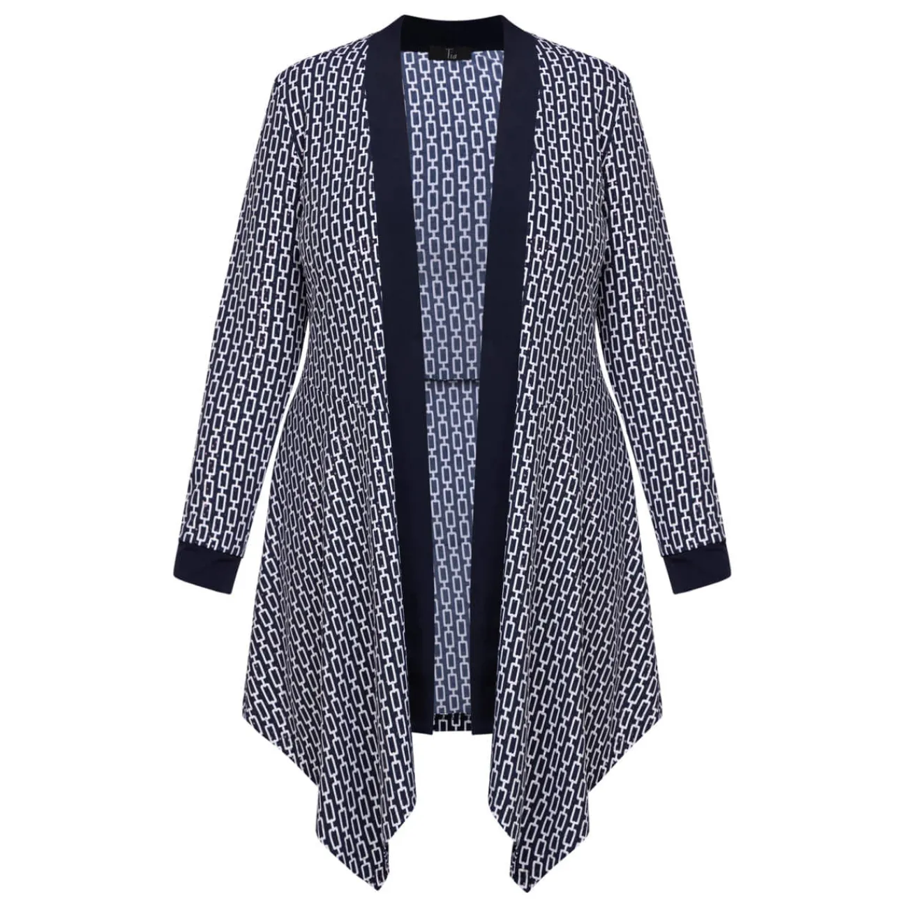 Outlet Tia Chain Print Long Jacket Navy