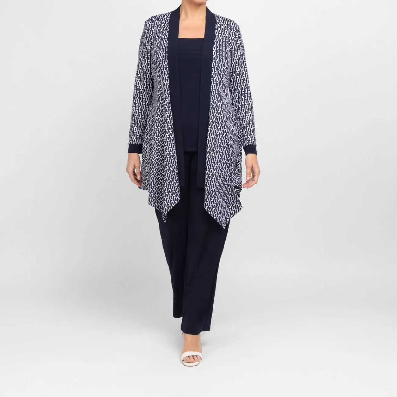 Outlet Tia Chain Print Long Jacket Navy