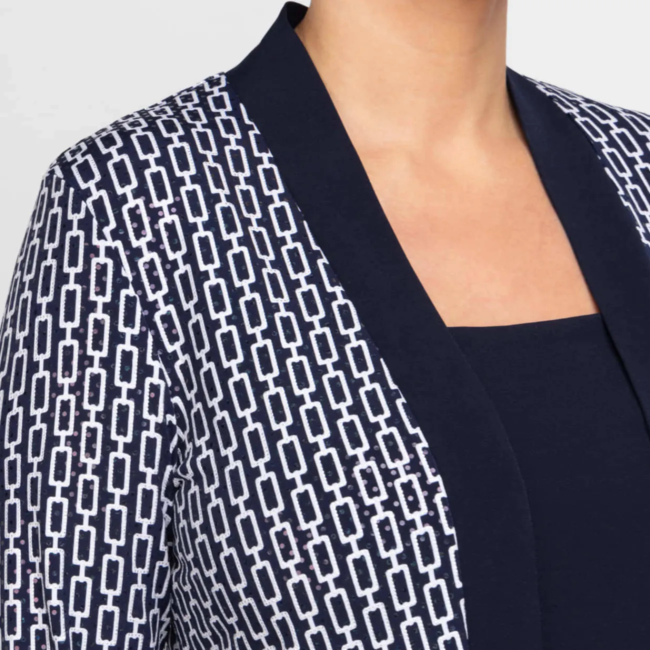 Outlet Tia Chain Print Long Jacket Navy