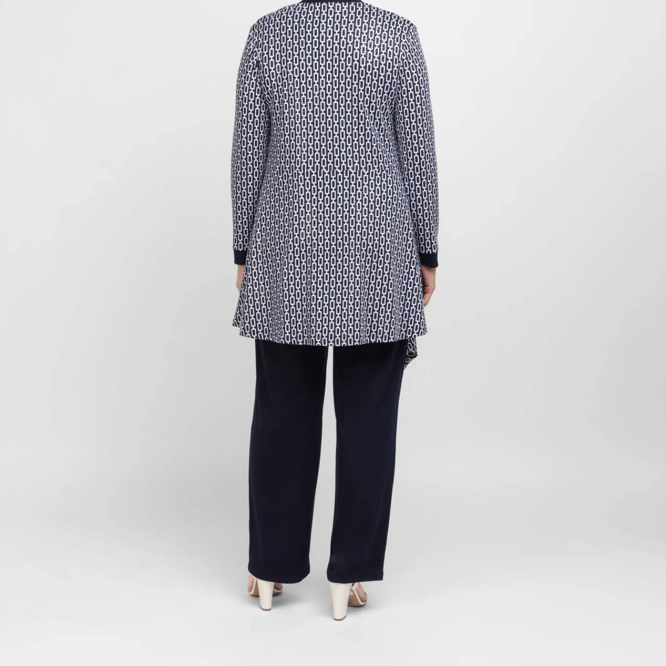 Outlet Tia Chain Print Long Jacket Navy