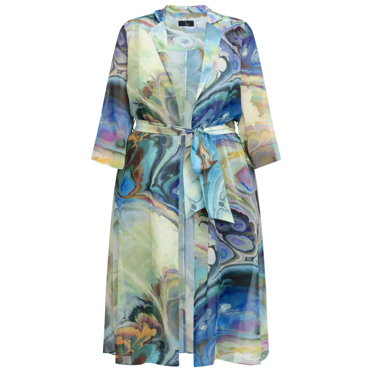 New Tia Marble Print Long Jacket Multi-Colour