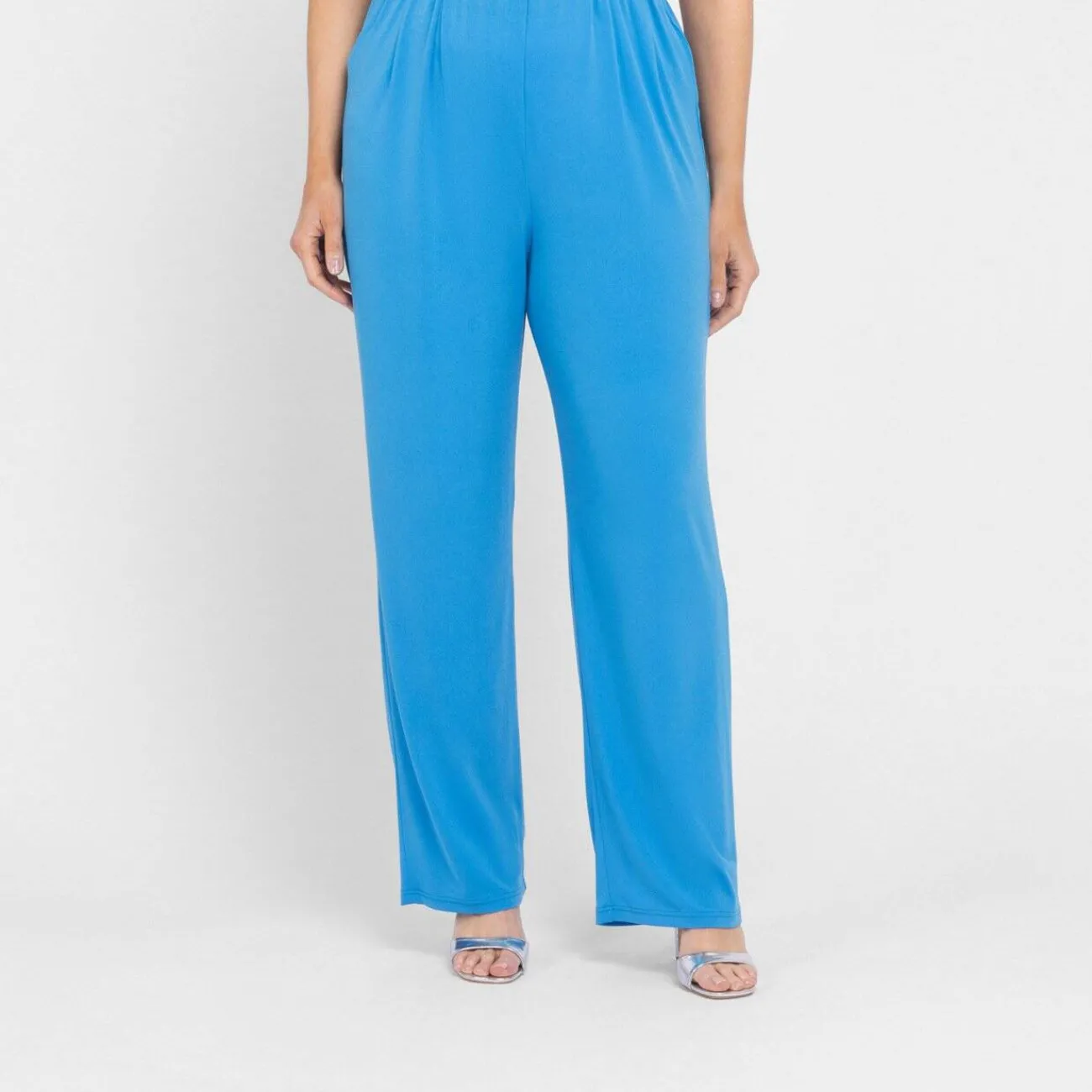 Discount Tia Pull On Satin Jersey Trousers Turquoise