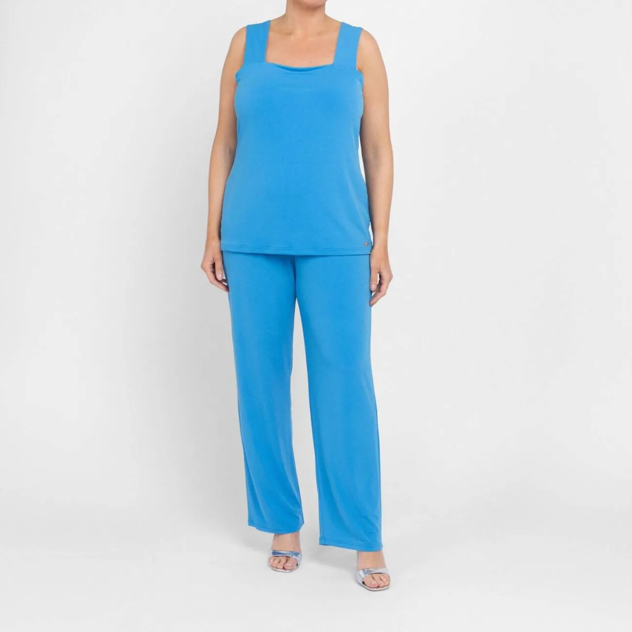 Discount Tia Pull On Satin Jersey Trousers Turquoise