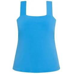 Discount Tia Square Neck Satin Jersey Vest Turquoise