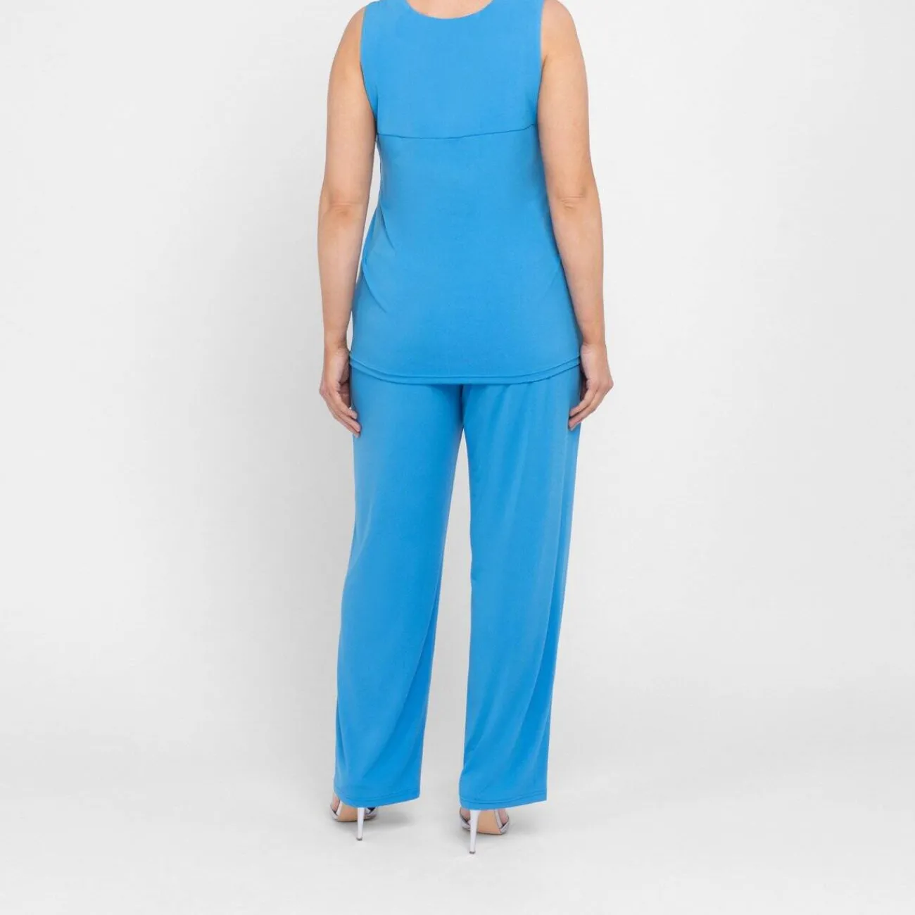 Discount Tia Square Neck Satin Jersey Vest Turquoise