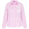 Clearance Spanish Shirt Company Tinta & Bariloche Linen Blend Candy Stripe Shirt Pink
