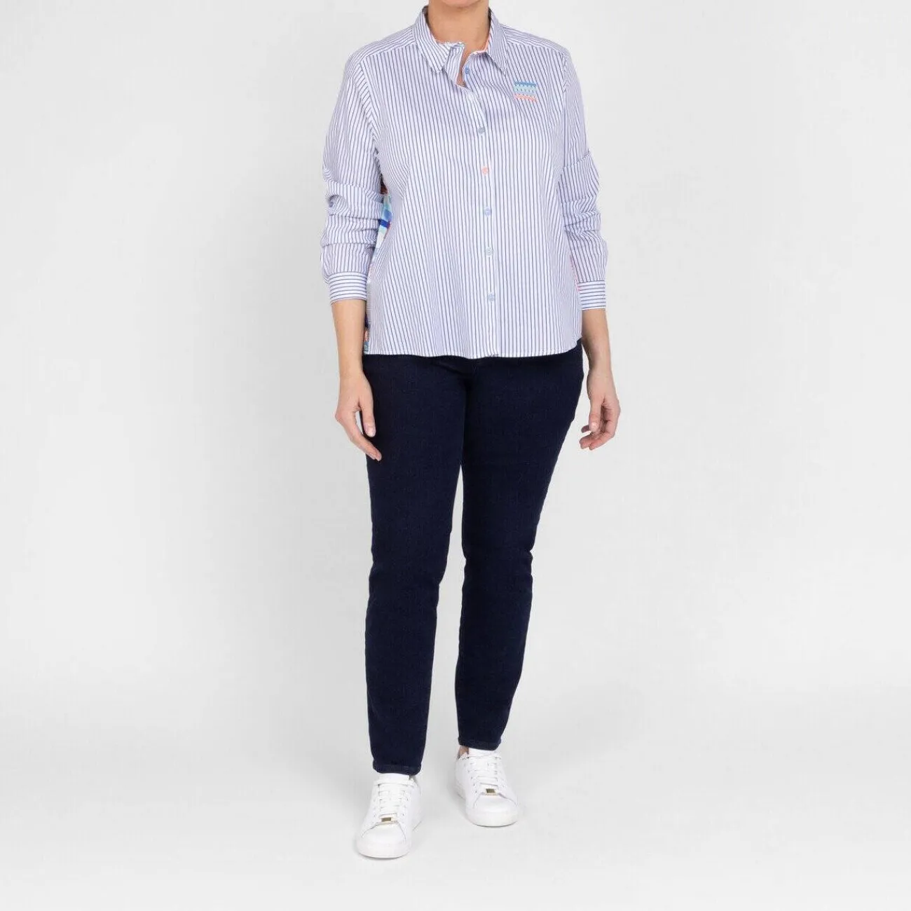 New Spanish Shirt Company Tinta & Bariloche Stripe Shirt With Cocktail Print Back