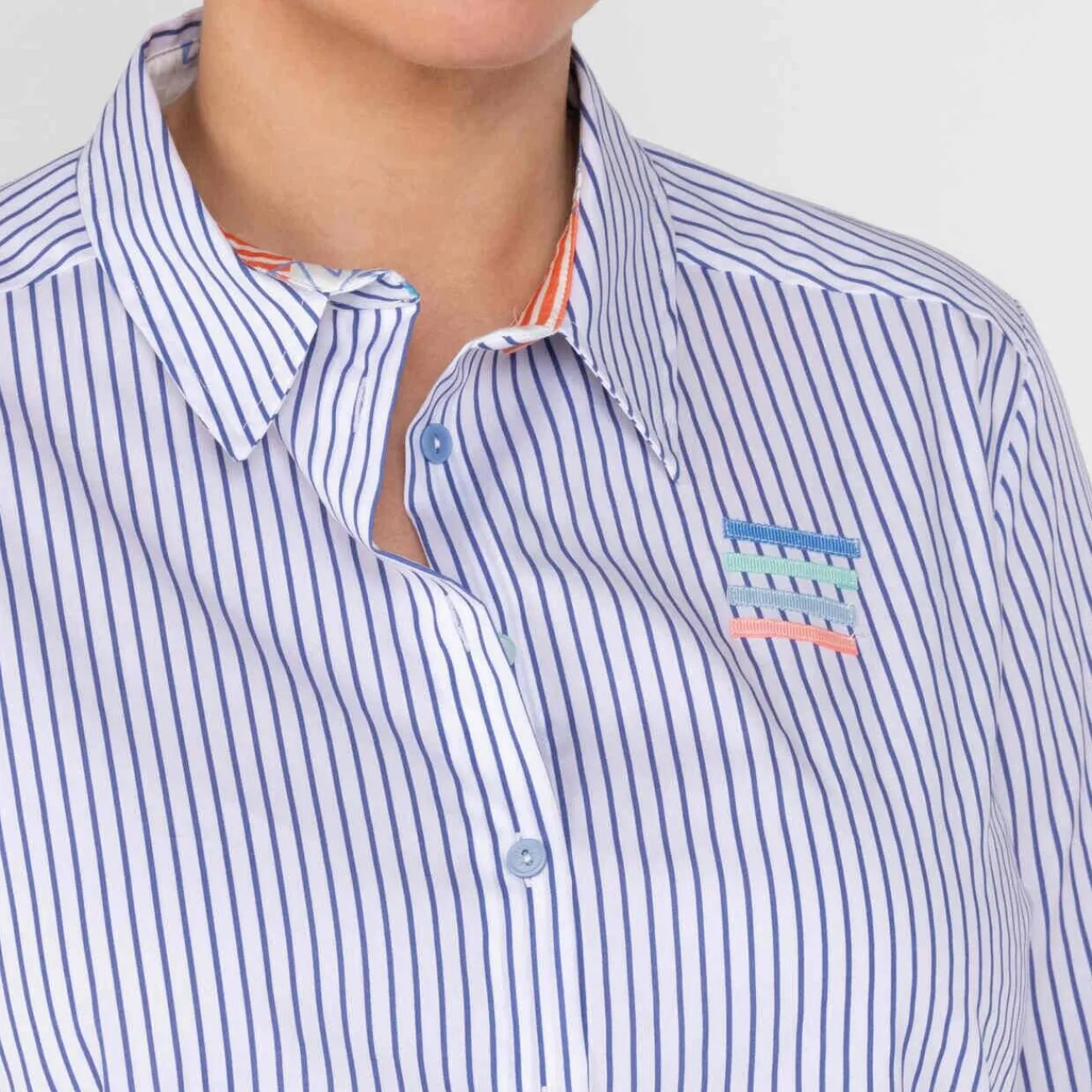 New Spanish Shirt Company Tinta & Bariloche Stripe Shirt With Cocktail Print Back