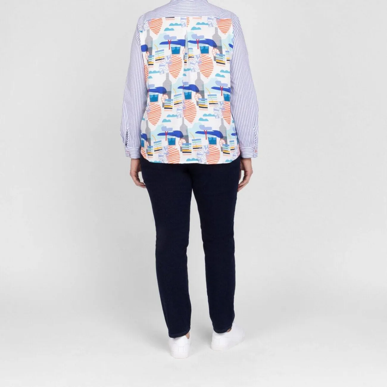 New Spanish Shirt Company Tinta & Bariloche Stripe Shirt With Cocktail Print Back