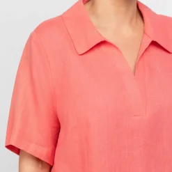 Fashion Verpass Linen Tunic Coral