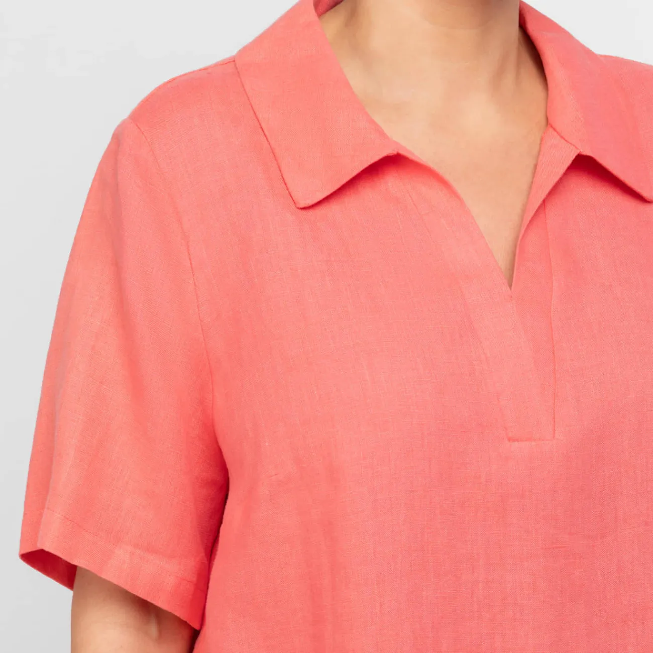 Fashion Verpass Linen Tunic Coral