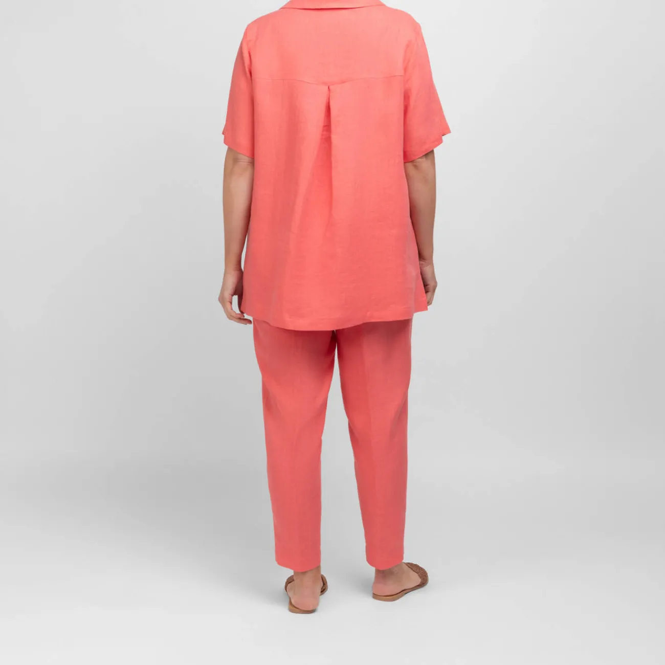 Fashion Verpass Linen Tunic Coral