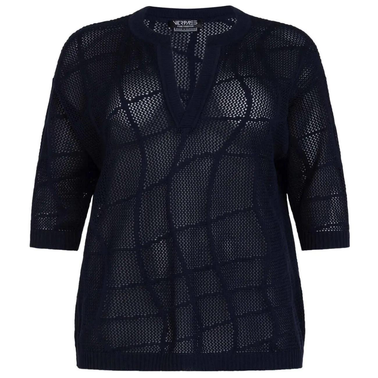 Outlet Verpass Mesh Effect Sweater Navy
