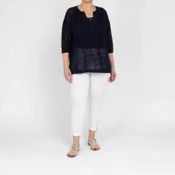 Outlet Verpass Mesh Effect Sweater Navy