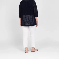 Outlet Verpass Mesh Effect Sweater Navy