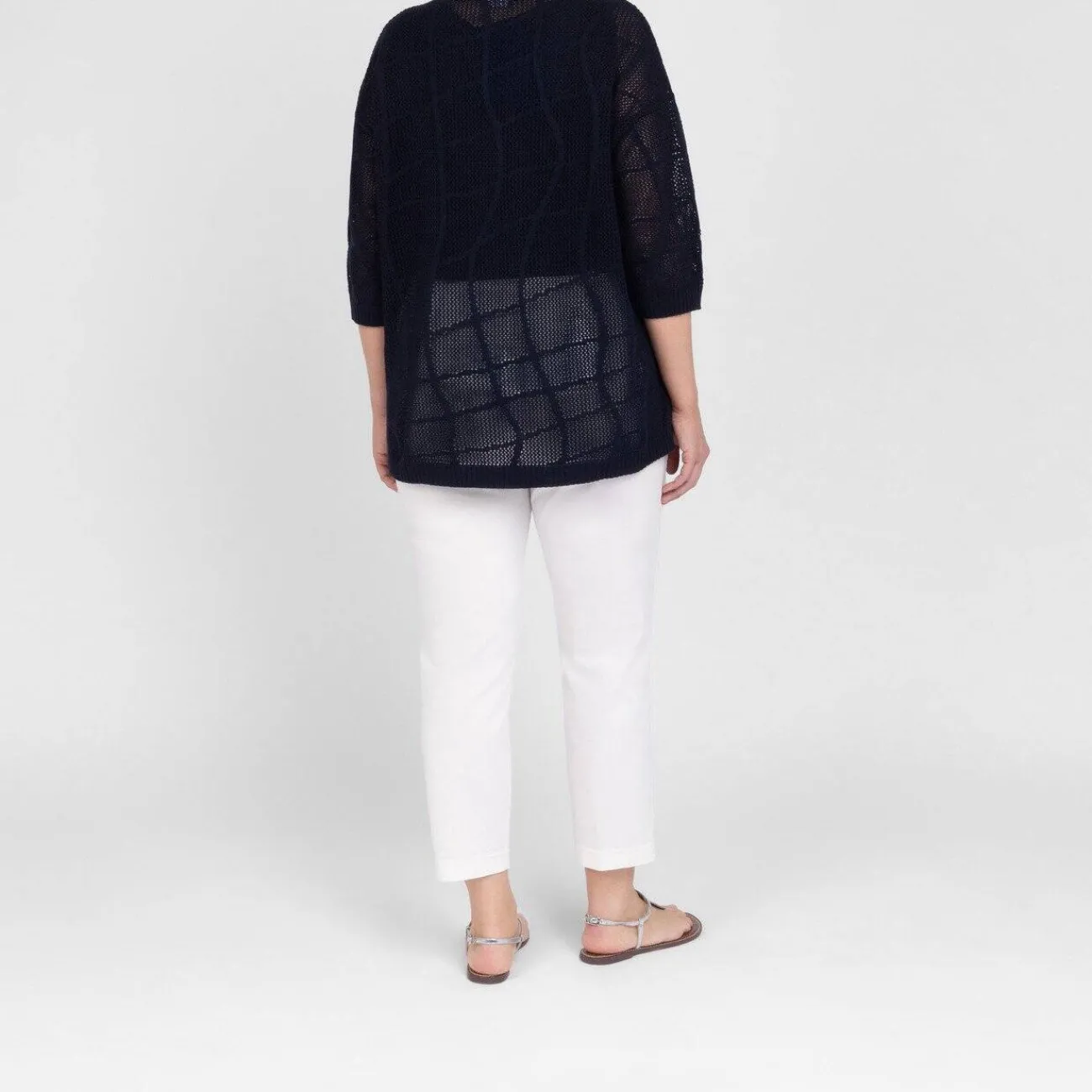 Outlet Verpass Mesh Effect Sweater Navy