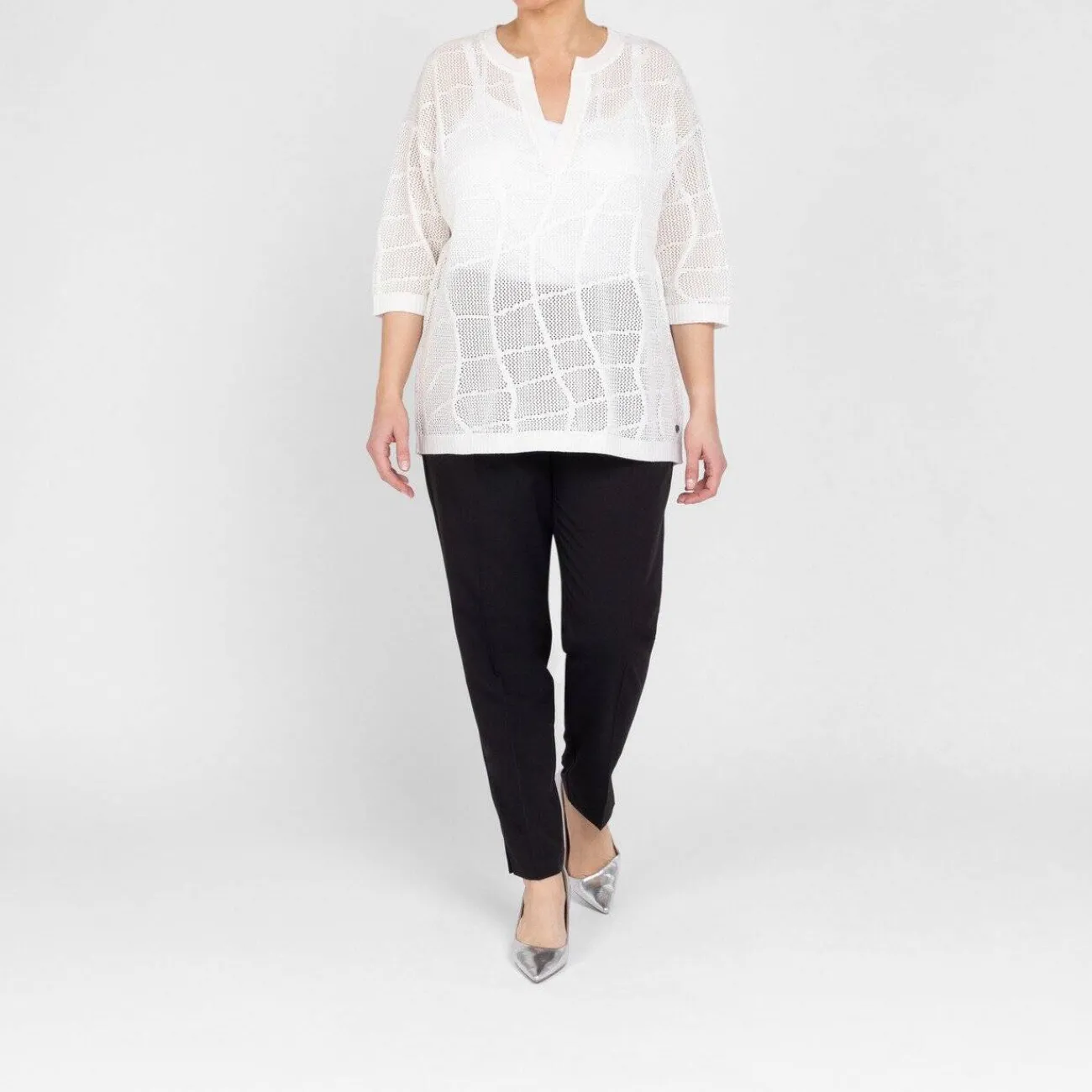 Clearance Verpass Mesh Effect Sweater White